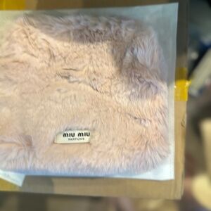 Miu Miu Parfums GWP Larger Blush Faux Fur Clutch w/Gold Hardware